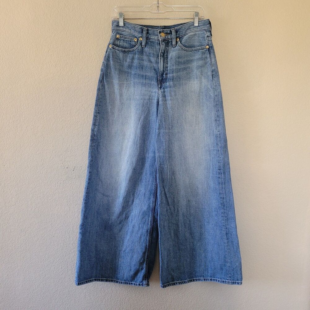 J.Crew High Rise Superwide Leg Jeans Size 28 Blue Baggy Medium Wash 100% Cotton